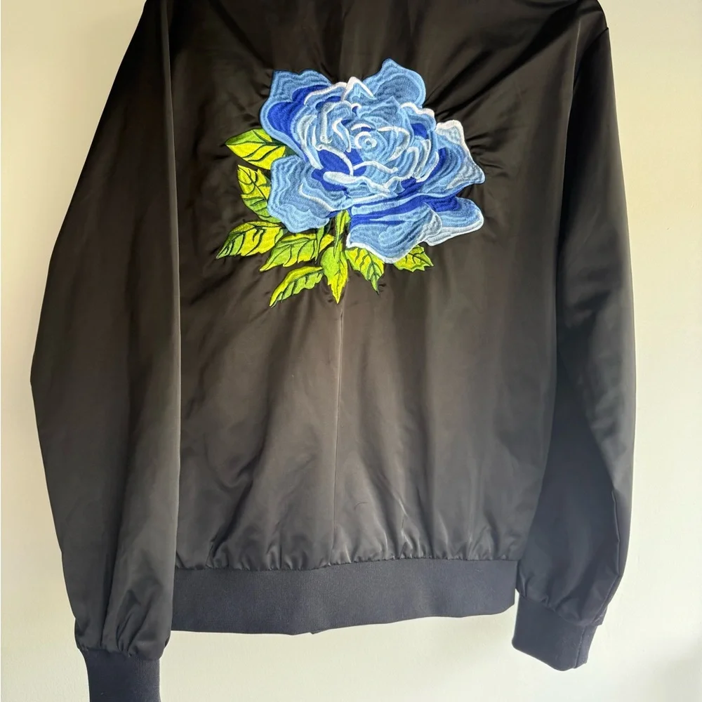 2 in 1 jacket blue rose statement 🤘🏼 bomber jacket - Picture 3 of 12